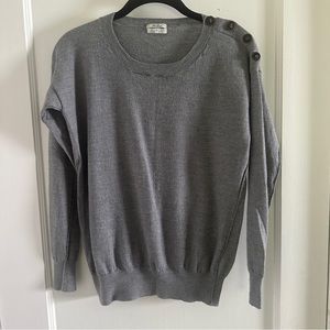 Madewell 100% merino wool pullover sweater with buttons, S, grey